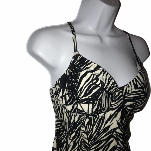 Athleta Black Hawaiian Leaf Tankini Top 34 B/C - Picture 3 of 8